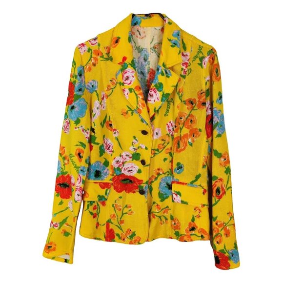 Moschino vintage 1990s colorful yellow floral rose print jacket